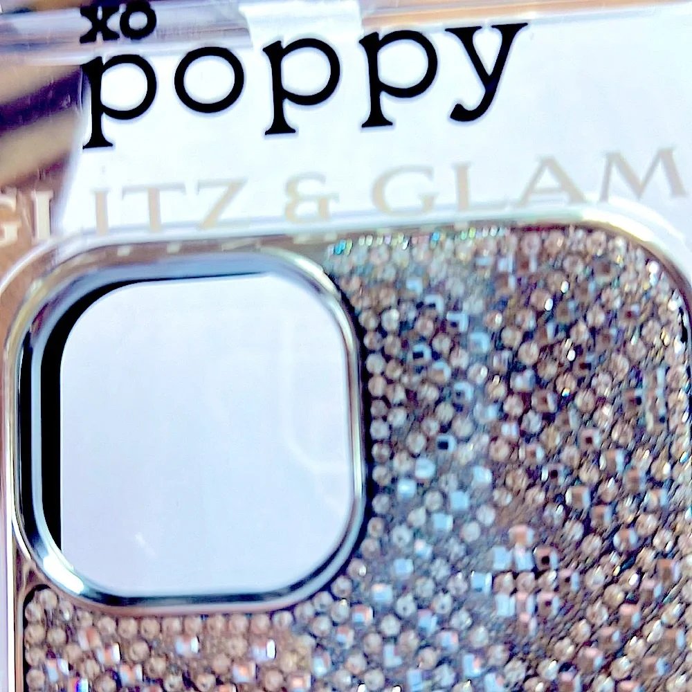 NewInpackagePoppyGlitz&GlamiPhone 15/14/13coverSilver&sparkling rhinestonesBLING